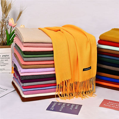 Chal Ligero con Borlas y Colores Sólidos para Mujer - Image 67