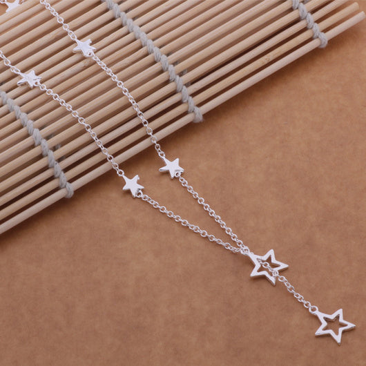 Conjunto de Joyería Plateada: Pulsera, Collar y Aretes Estrella - Image 17