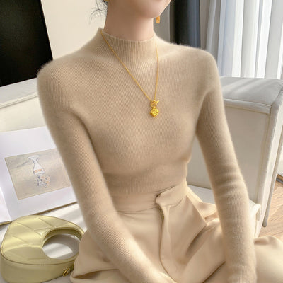 Polera Cuello Alto Cachemir Ajustada - Elegancia Minimalista para Otoño e Invierno