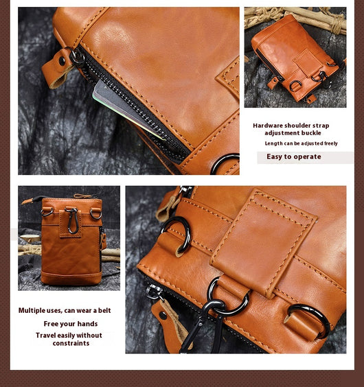 Bolsa de Cuero Crazy Horse para Hombre - Bandolera Cruzada Vintage - Image 16