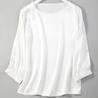 Camisa de Seda de Gusano de Seda con Perla Brillante y Satén - Image 38