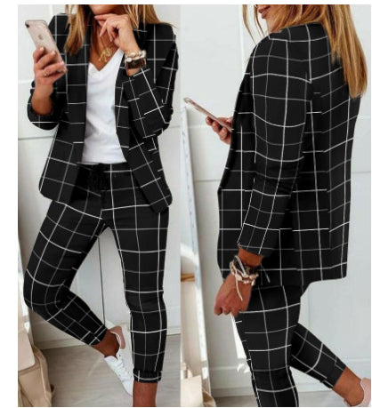 Pantalón Recto a Cuadros para Mujer - Traje Casual Moderno - Image 10