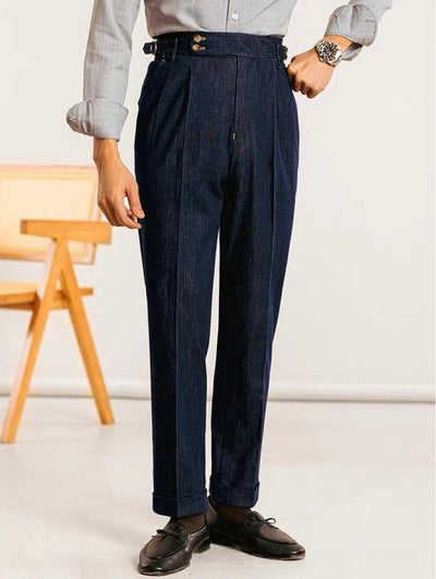 Jeans Neapolitanos de Algodón con Doble Pliegue para Hombre - Image 3