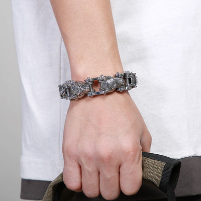 Pulsera de Acero Titanio para Hombre - Diseño Lobo Biker Rock Hip Hop - Image 7