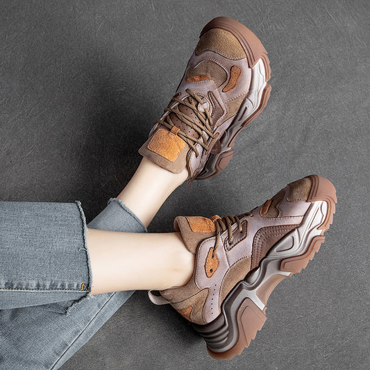 Zapatos de Cuero Vintage con Suela Gruesa para Viajes - Estilo Retro para Mujer