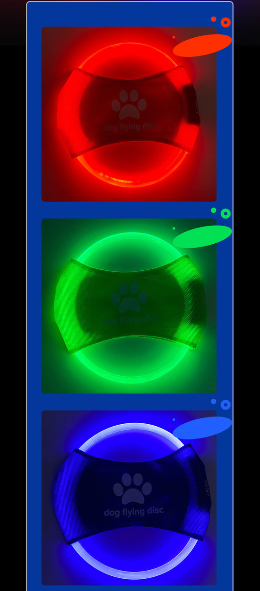 Red LED light-up dog flying disc with a white paw print logo and "dog flying disc" text. - Image 19