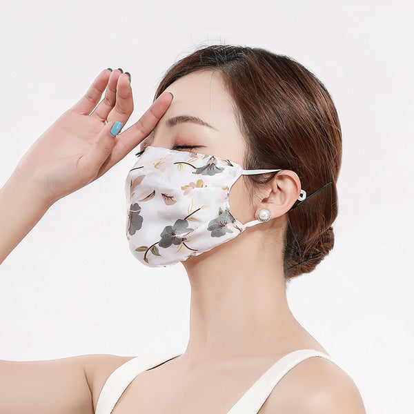 Máscara Protectora Seda Fresca con Estampado Transpirable para el Sol