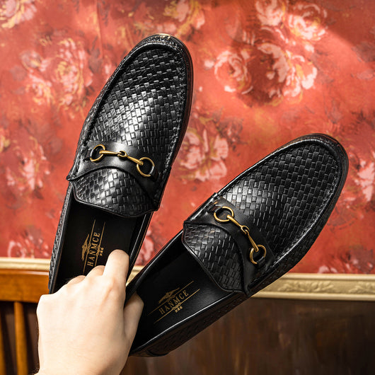 Mocasines de Cuero Tejido para Hombre - Zapatos Business Casual - Image 4