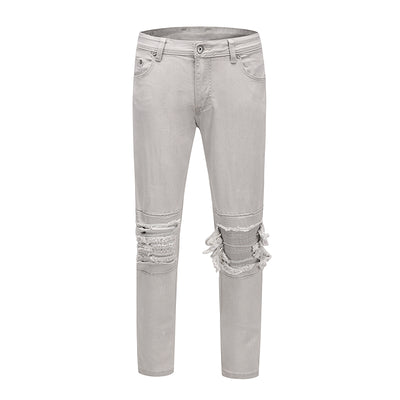 Pantalones Vaqueros Slim Fit con Roturas Estilo Motociclista para Hombre - Image 3