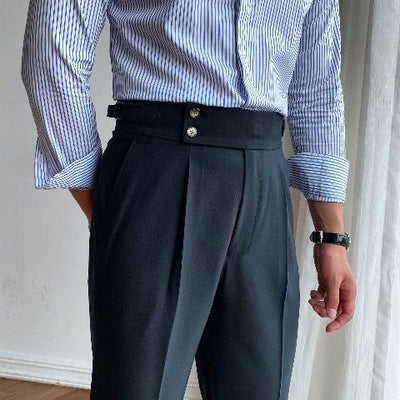 Pantalones Casuales de Cintura Alta y Corte Recto para Hombre - Image 8
