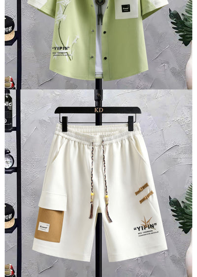 Conjunto de Traje Estilo Chino para Hombre - Camisa Manga Corta y Shorts Verano - Image 19