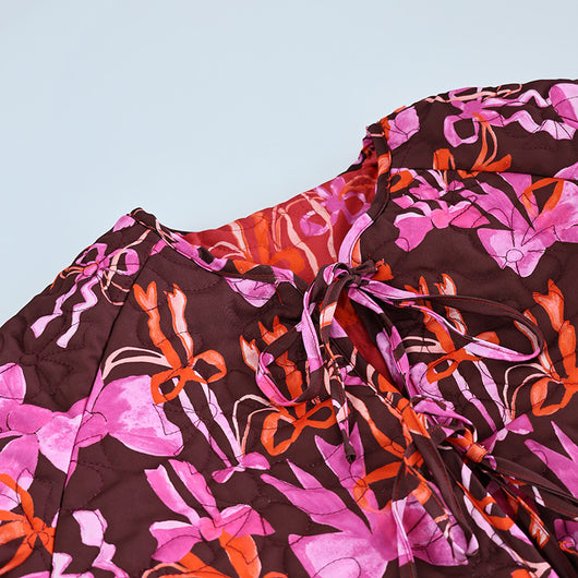 Chaqueta con Lazo Estampado, Cuello Redondo y Cordones Reversible - Image 20