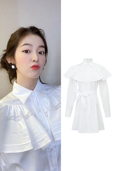 Vestido Camisero Blanco con Volantes - Image 9