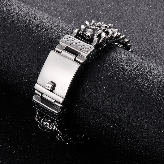 Pulsera de Acero Inoxidable Calavera Retro para Halloween - Image 11