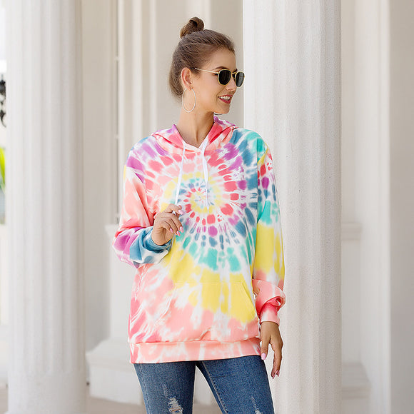Sudadera con Capucha Estampada Suelta de Manga Larga