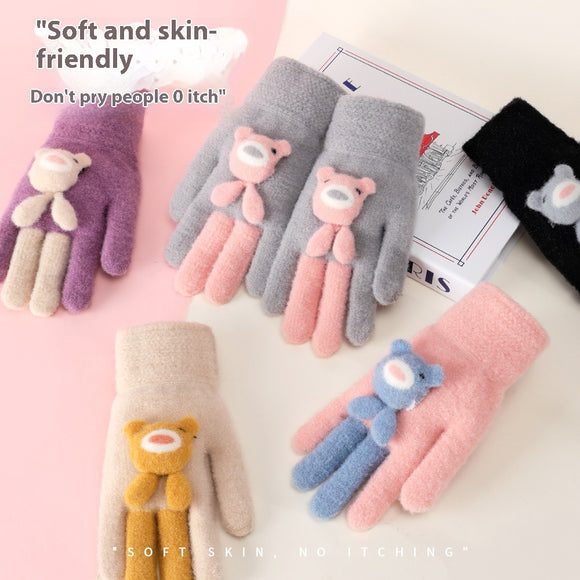 Guantes de Cinco Dedos Acolchados - Diseño Infantil Adorable y Resistente al Viento