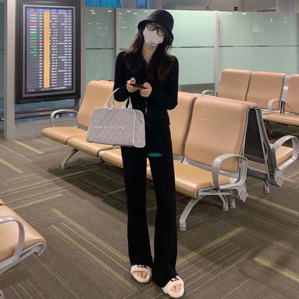 Conjunto Deportivo Mujer Pantalón Ancho Tejido Estilo Hong Kong