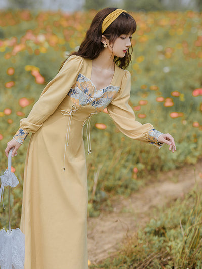 Vestido Elegante Jacquard con Encaje Vintage y Cintura Alta Ajustada - Image 3