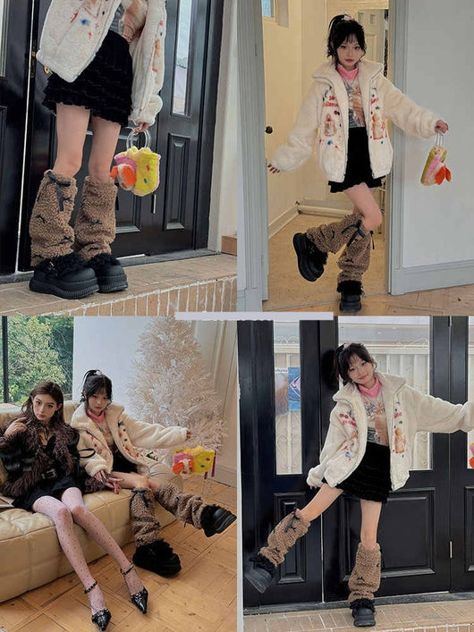 Calcetines Gruesos de Lana de Cordero con Moño hasta la Pantorrilla - Image 8