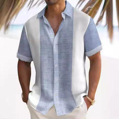 Camisa de Rayas para Hombre - Manga Corta Estilo Playa