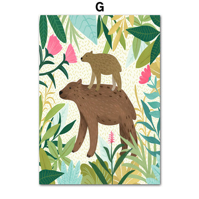 Lienzo de Pared Jungle Tropical con Koala, Tigre, Leopardo y Flores - Image 6