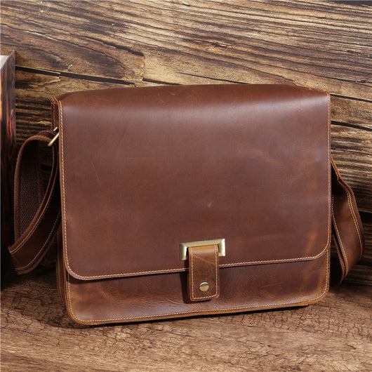 Bolso Bandolera Vintage de Cuero Crazy Horse para Hombre - Image 7
