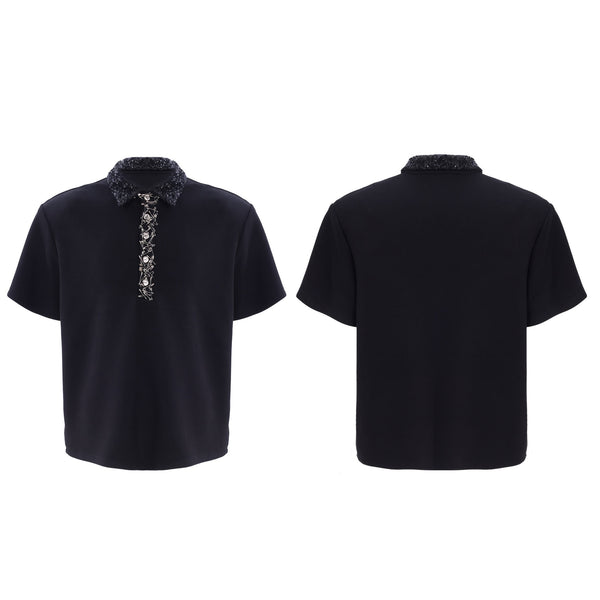Polo Holgado con Cuello Cuadrado, Lentejuelas y Bordados Elaborados - Image 3