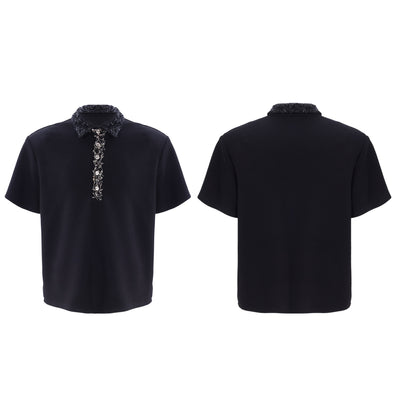 Polo Holgado con Cuello Cuadrado, Lentejuelas y Bordados Elaborados - Image 3