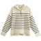 Suéter Cardigan Rayado de Manga Larga para Otoño