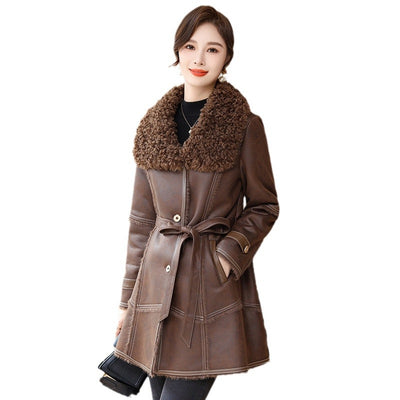 Abrigo de Invierno Largo en Terciopelo Mink para Mujer - Image 5