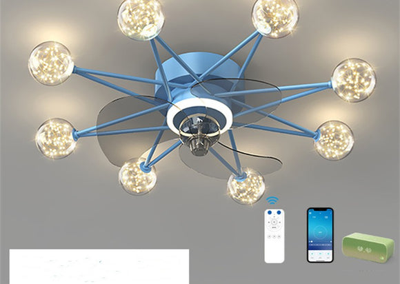 Ventilador de Techo Nórdico con Luces LED Estrelladas para Sala y Comedor