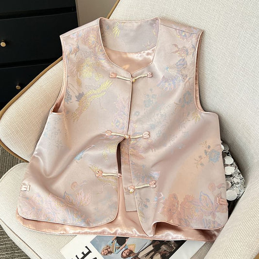 Chaleco Elegante Estilo Chino con Botones de Rana para Mujer