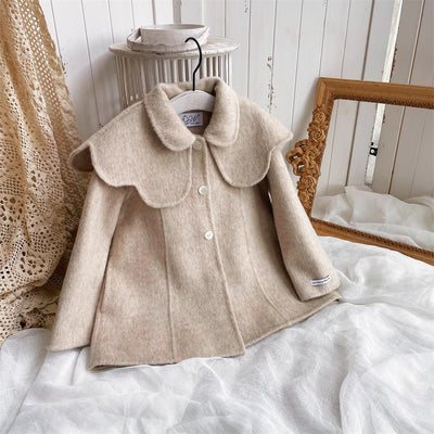 Abrigo Reversible de Lana y Cachemira para Niña Estilo Retro