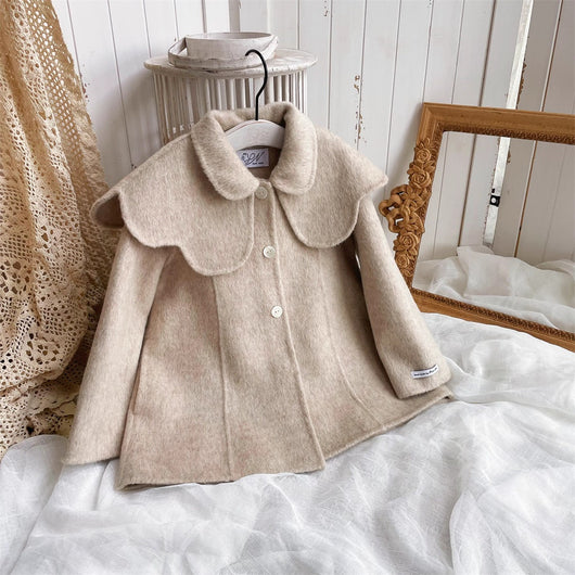 Abrigo Reversible de Lana y Cachemira para Niña Estilo Retro