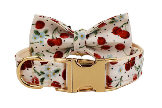 Collar para Mascotas con Estampado de Cerezas, Correa de Tracción y Hebilla Dorada Desprendible - Image 21