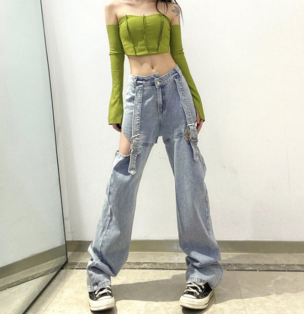 Pantalones Vaqueros Holgados de Pierna Ancha - Comodidad Casual