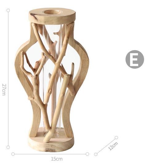 Jarrón de Madera Maciza Artesanal con Diseño Decorativo para Flores y Plantas Hidropónicas - Image 15