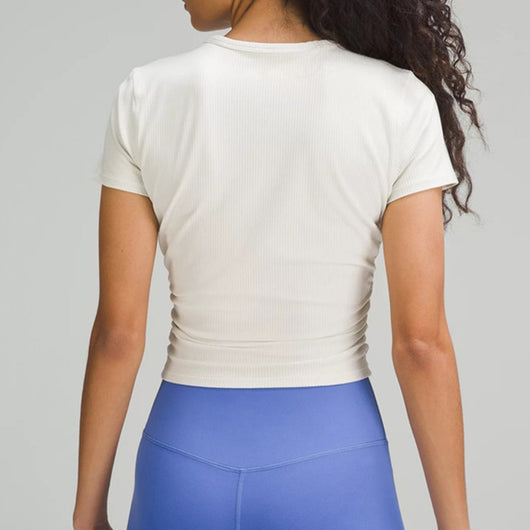 Chaqueta Yoga Mujer Cuello Redondo Manga Corta Elástica - Image 3