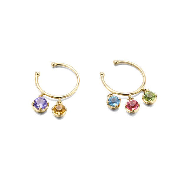 Aretes de Oro 9K con Cristal Natural y Piedras Preciosas - Image 4
