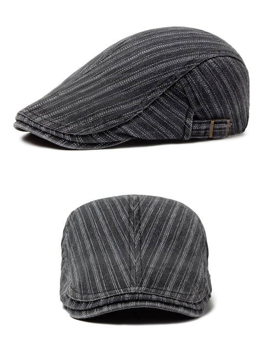 Boina Retro de Algodón Denim Lavado con Costura Británica para Hombre - Image 14