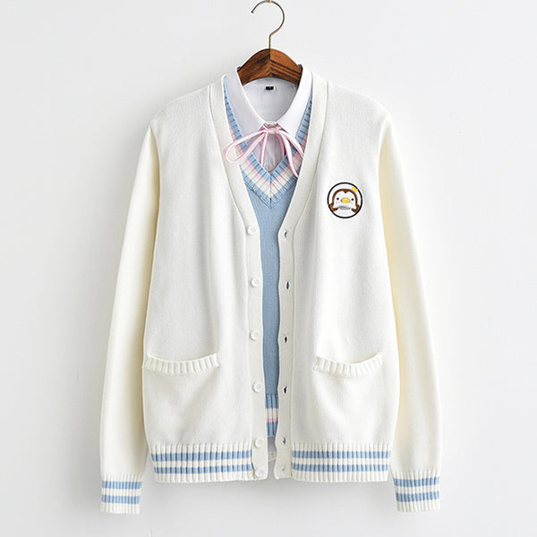Sudadera Universitaria Pingüino Bordado Estilo Japonés Hermana Suave