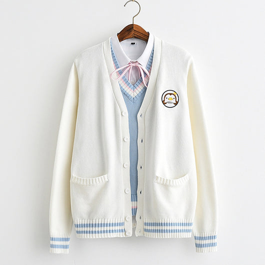 Sudadera Universitaria Pingüino Bordado Estilo Japonés Hermana Suave - Image 2