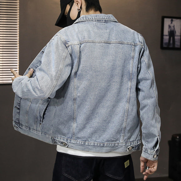Chaqueta Denim Oversized Slim Estilo Coreano Lavado Casual