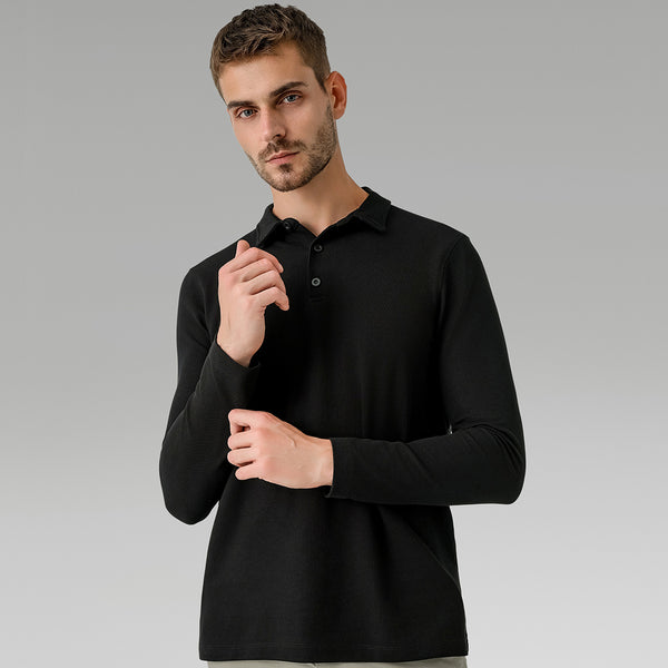 Polo Deportivo Manga Larga Transpirable Secado Rápido para Hombre