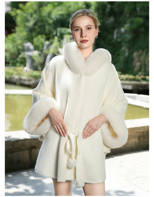 Abrigo Capa Talla Grande con Cuello de Peluche Versátil - Image 7