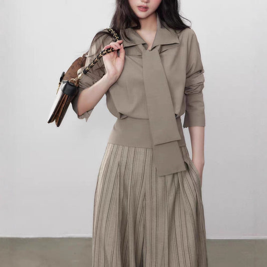 Blusa Larga Elegante Ajustada con Cordones - Diseño Minimalista para Mujer - Image 2