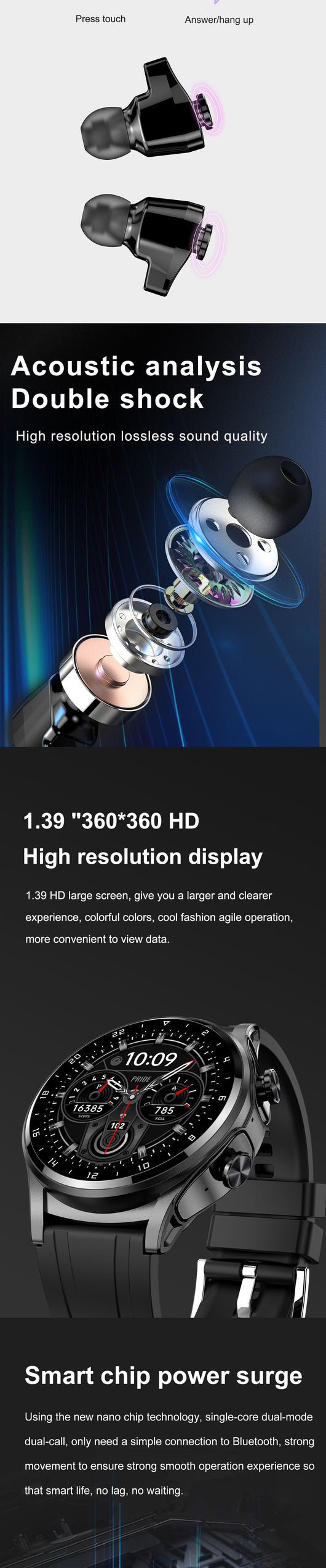Reloj Inteligente GT66 2-en-1 con Auriculares TWS y Llamadas HD - Image 14
