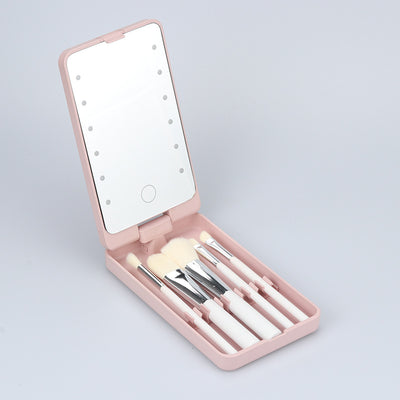 Espejo de Maquillaje Plegable con Set de Brochas - Image 8