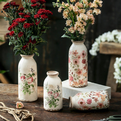 Jarrón Decorativo de Cerámica Estilo Pastoral Retro para Mesa