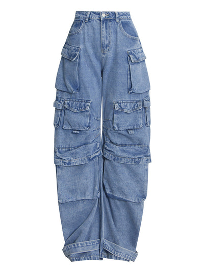 Jeans Vintage Patchwork de Cintura Alta y Pierna Ancha con Efecto Desgastado - Image 13